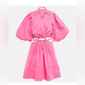 Jonathan Simkhai Pink Cutout Puff-Sleeve Dress